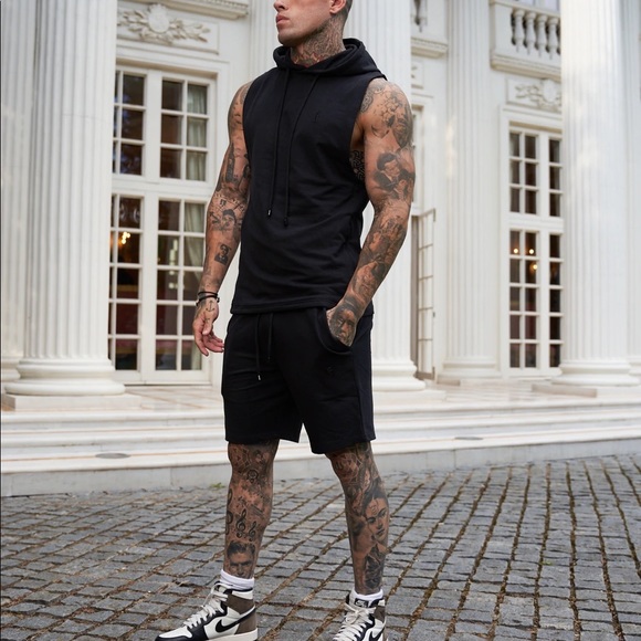 FATHER SONS SLEEVELESS BLACK GYM HOODIE - FSJH678 Size L - Picture 5 of 6